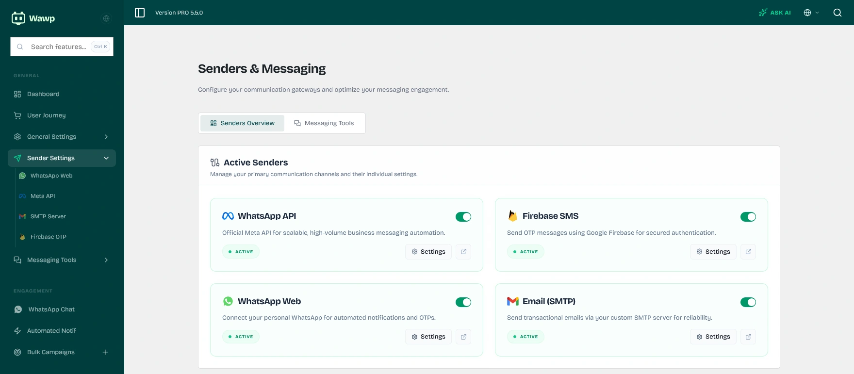 Sender Settings Overview