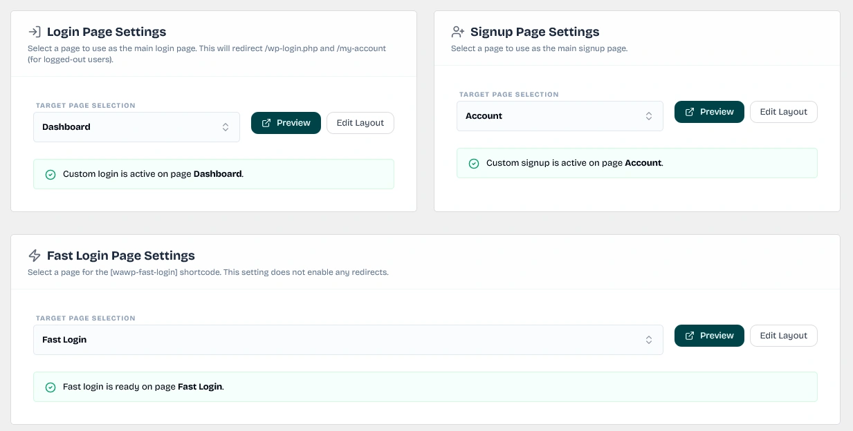 Automatic Pages Dashboard Controls