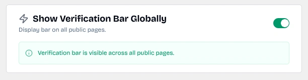 Show Verification Bar Globally toggle