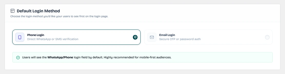 Default Login Method