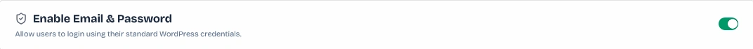 Enable Email and Password switch