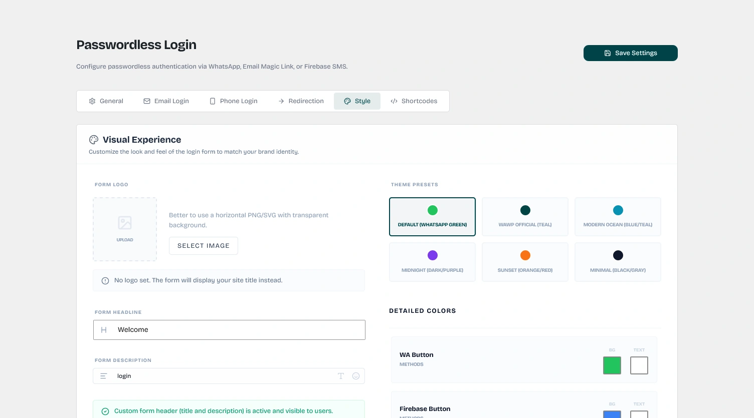 Form Visual Style customization tab