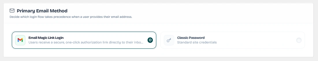 Primary Email Method selector