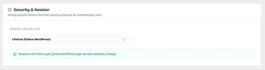 Security and Session settings