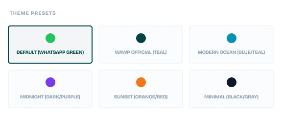 Theme color presets button list