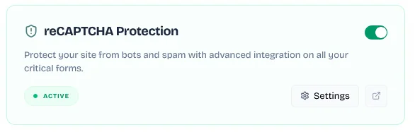 reCAPTCHA spam protection settings