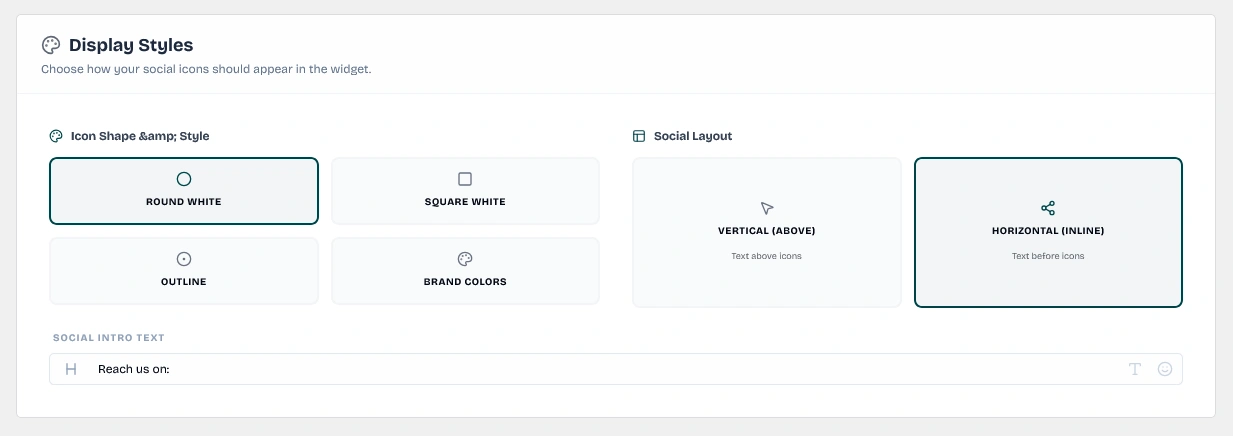 Social Link Display Style Options