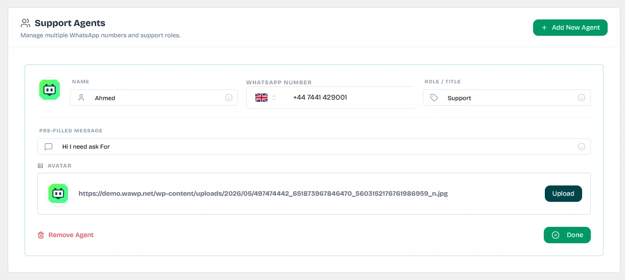 Adding and Managing Support Agents in WhatsApp Widget