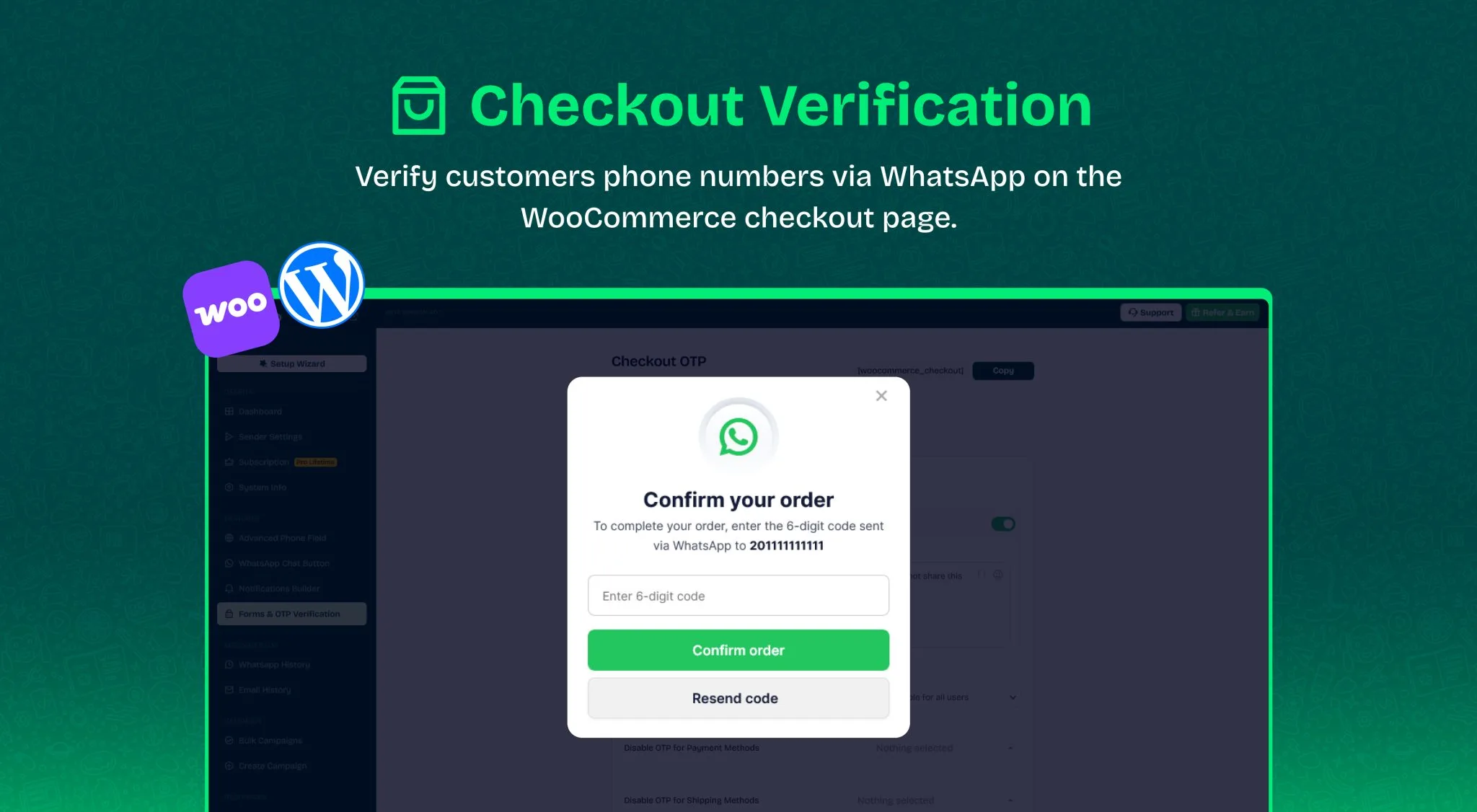 تفعيل التحقق بـ OTP في صفحة الدفع WooCommerce