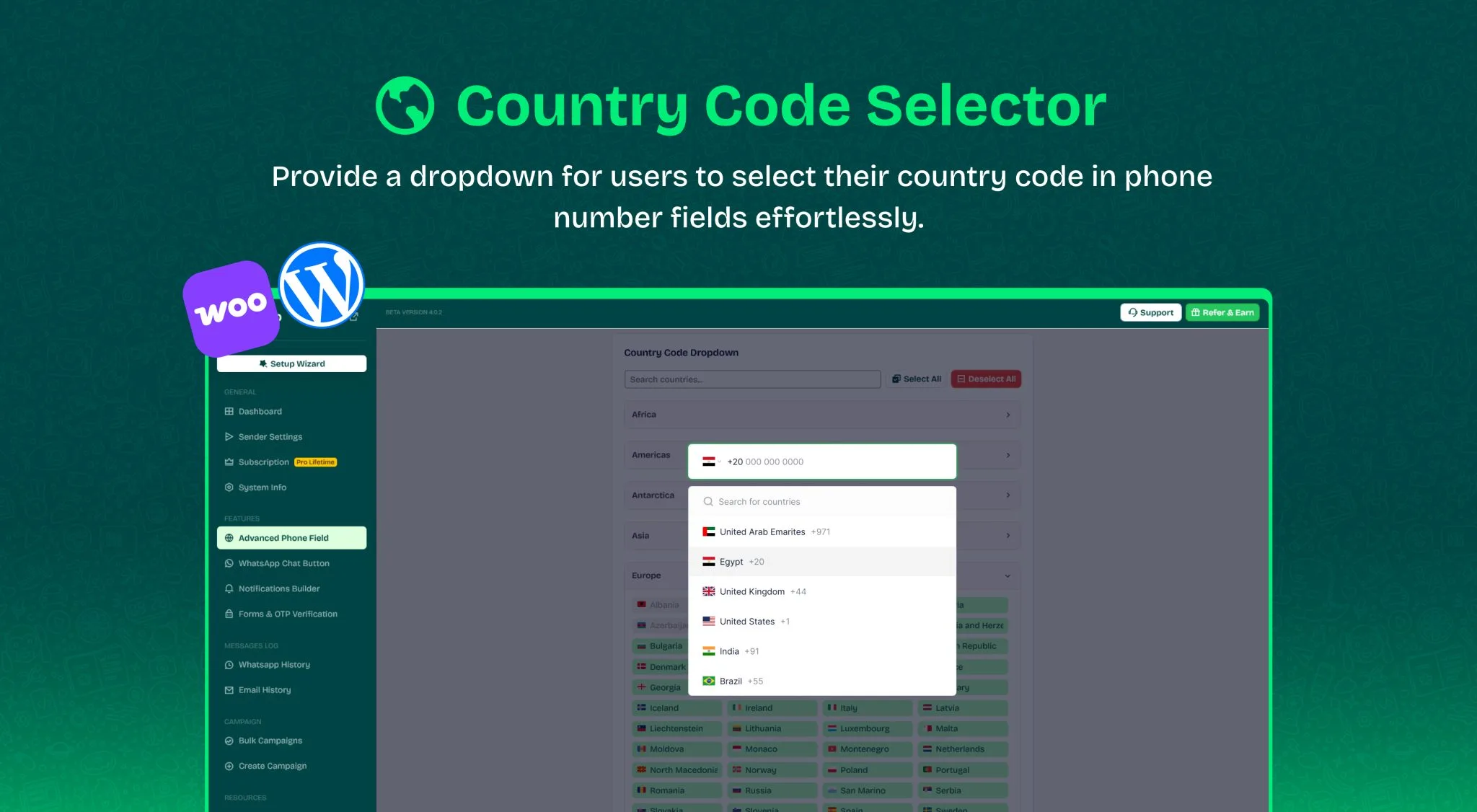 Setting up auto IP country code prefills and phone validations